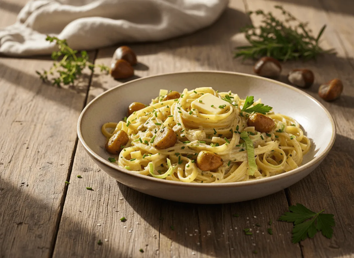 creamy-leek-and-chestnut-pasta