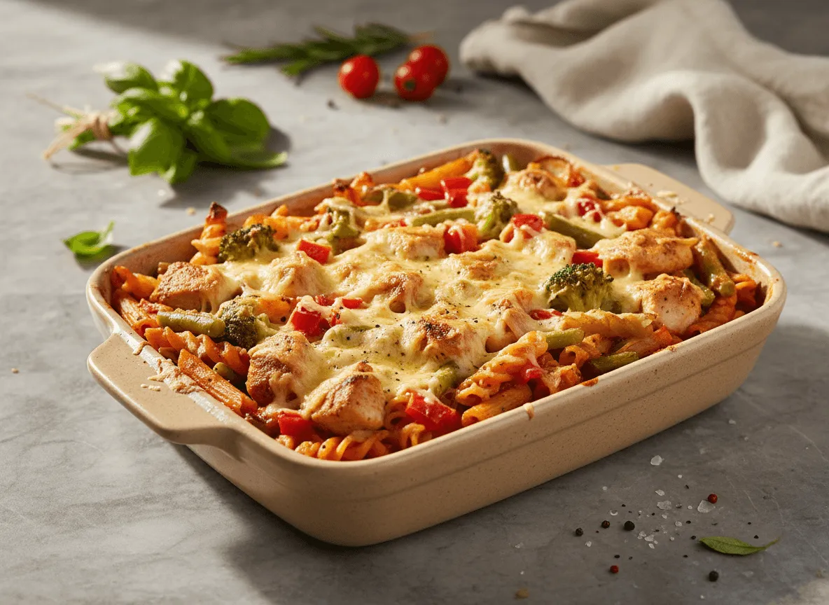 easy-chicken-mixed-vegetable-pasta-bake