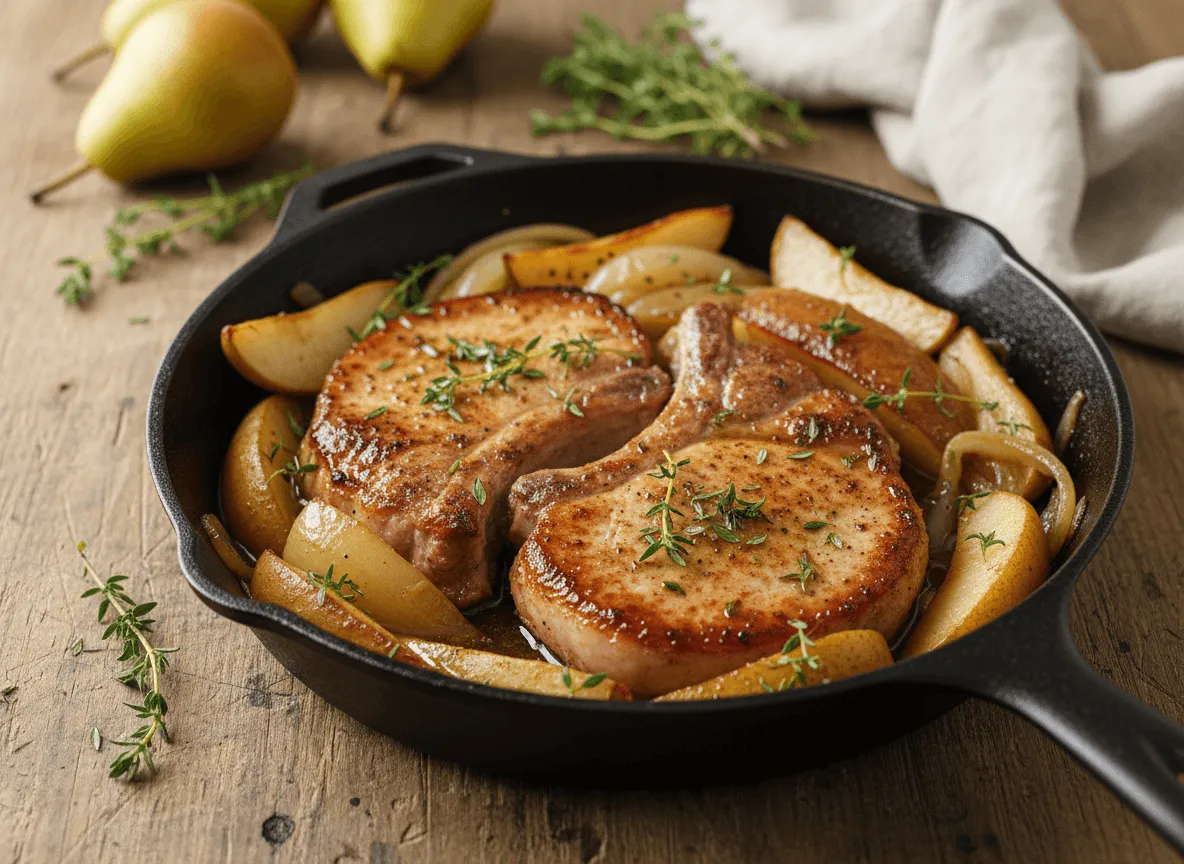 pear-thyme-skillet-pork-chops