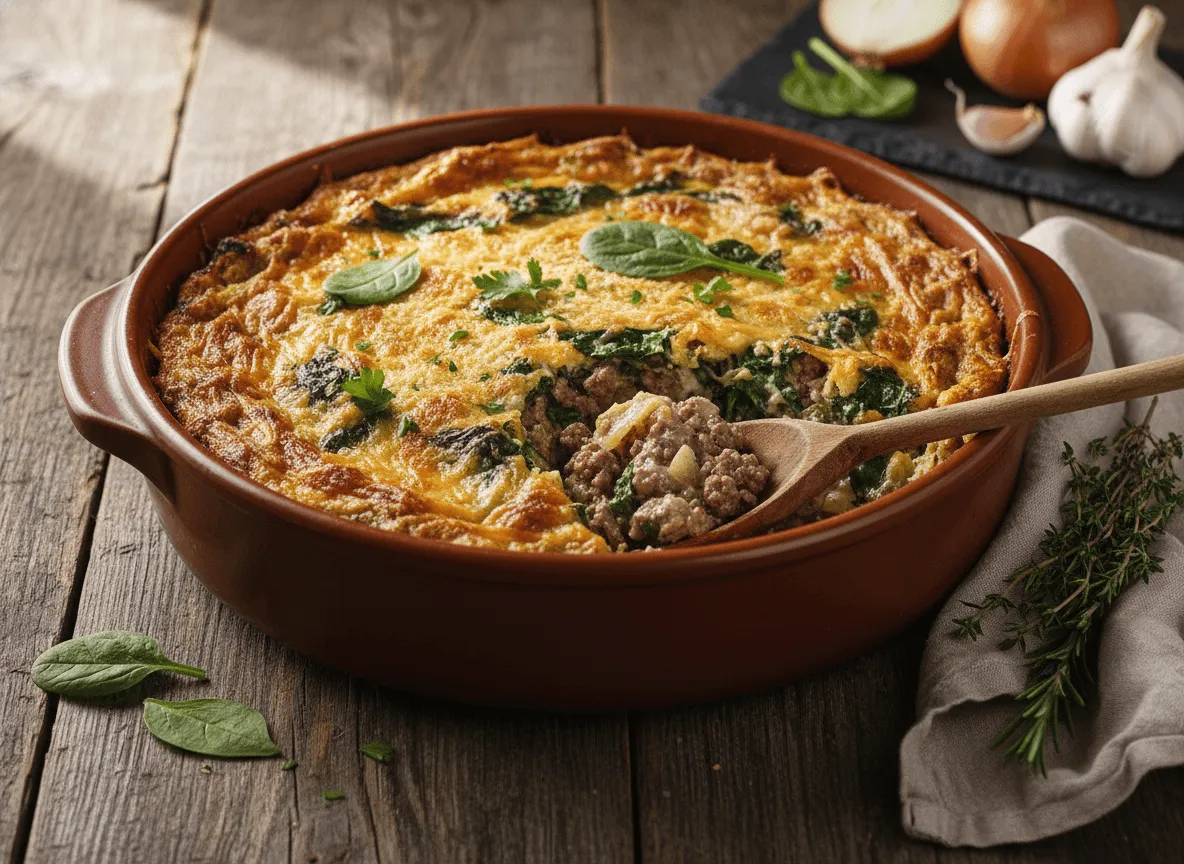 quick-ground-beef-spinach-casserole