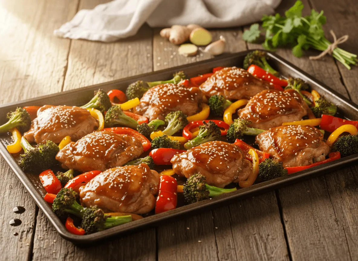 sheet-pan-teriyaki-chicken-broccoli-bell-peppers